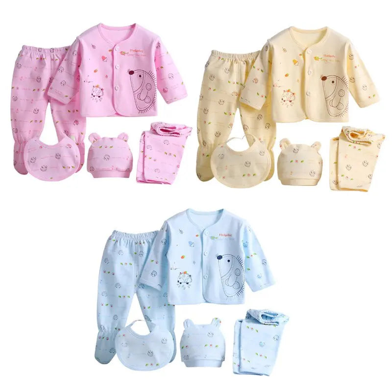 Pure Cotton Spring Newborn 5 Piece Loungewear Set-MamaToddler-Blue-Mama Toddler