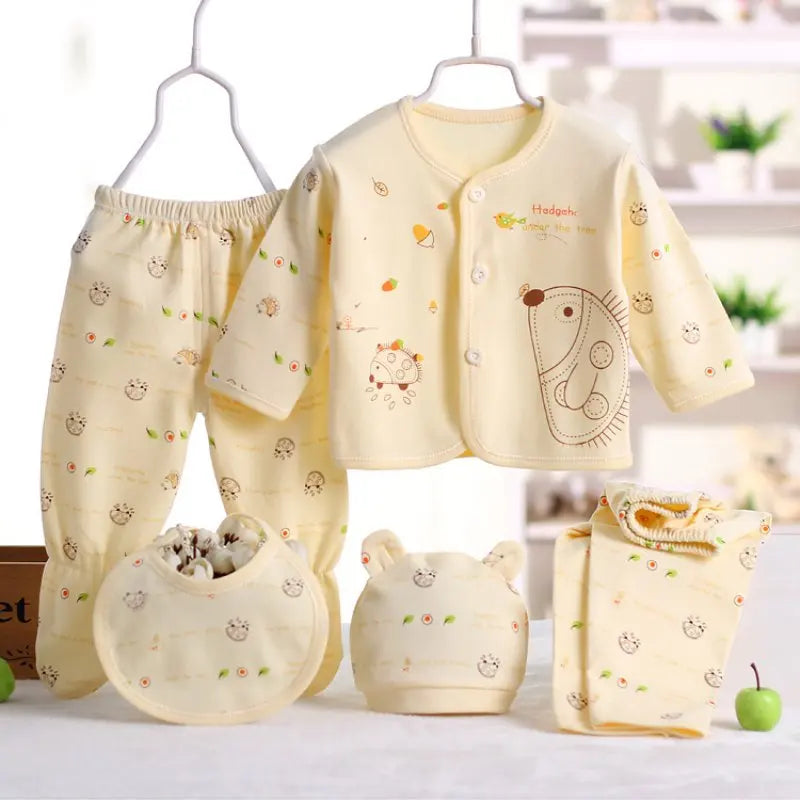 Pure Cotton Spring Newborn 5 Piece Loungewear Set-MamaToddler-Yellow-Mama Toddler