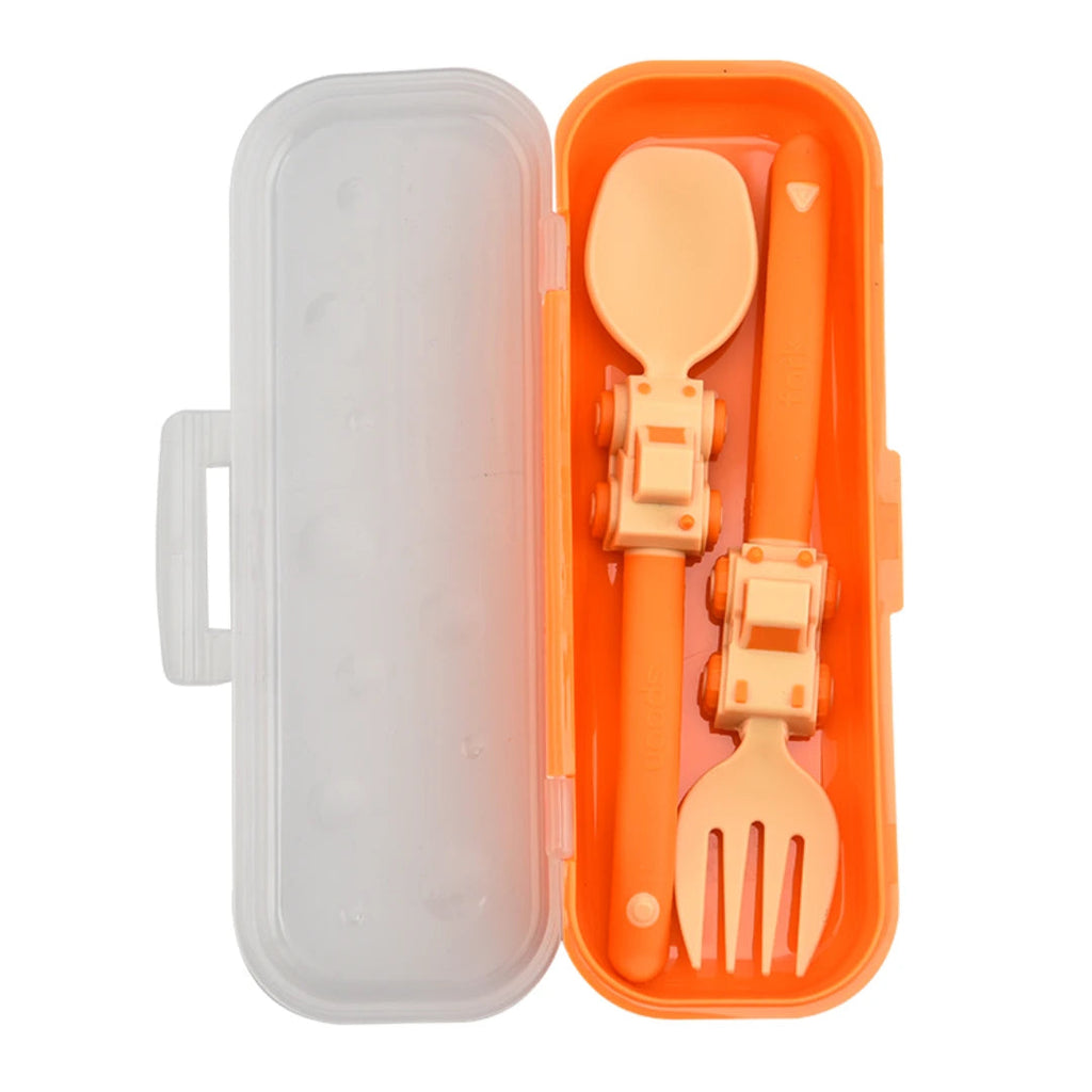 Racing Car Cartoon Cutlery Set For Kids-MamaToddler-Orange-Mama Toddler