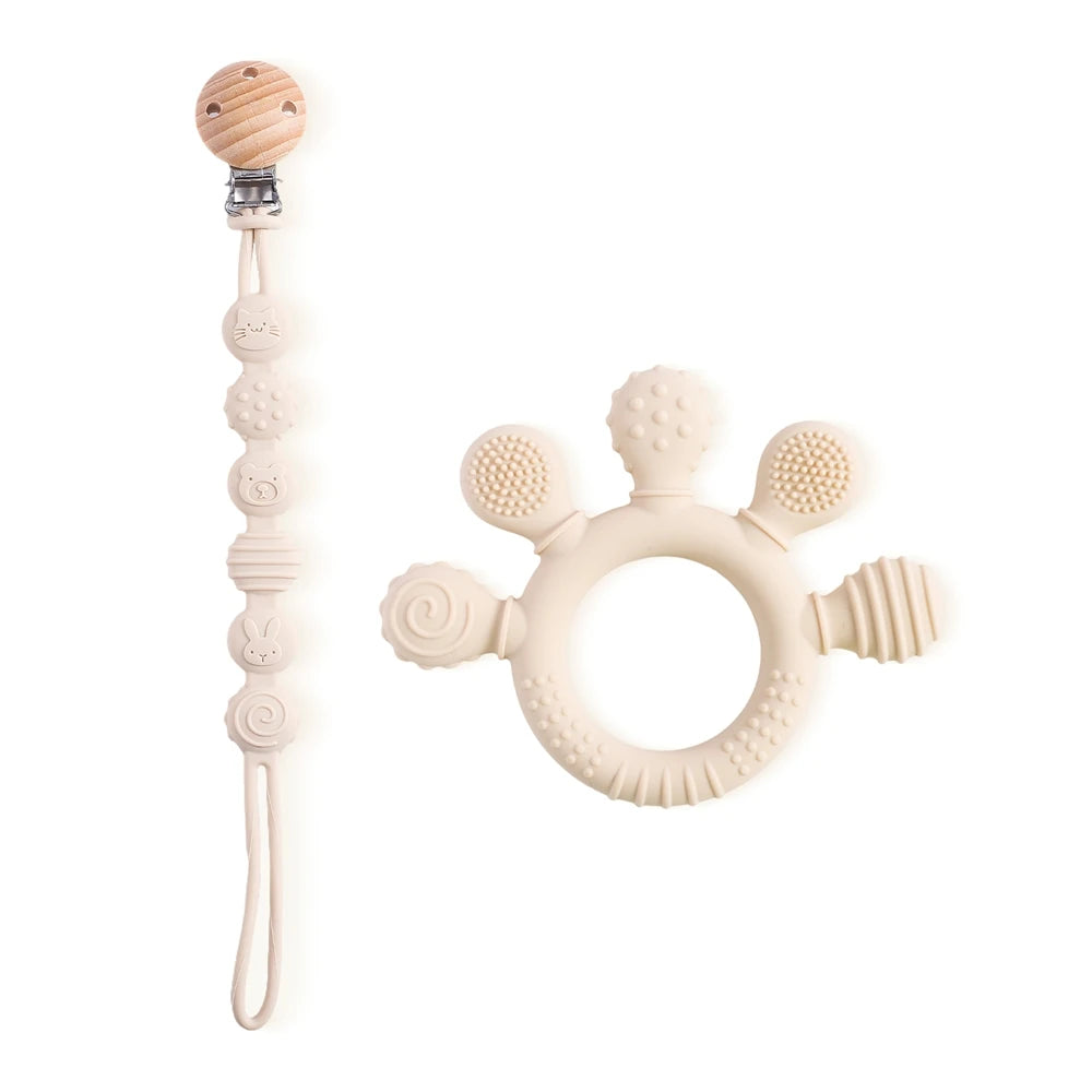 Silicone Ring Sensory Teething Toy-MamaToddler-Beige Combo-Mama Toddler