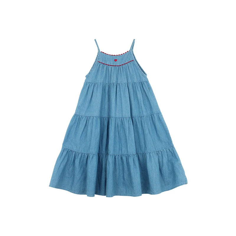 Summer Denim Dress For Girls-MamaToddler-Blue Long-12-18 Months-Mama Toddler