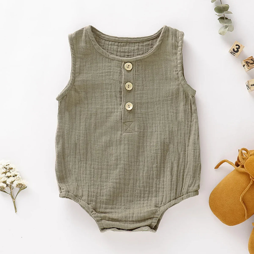 Summer Infant Muslin Sleeveless Newborn Rompers-MamaToddler-Gray-0-3 Months-Mama Toddler