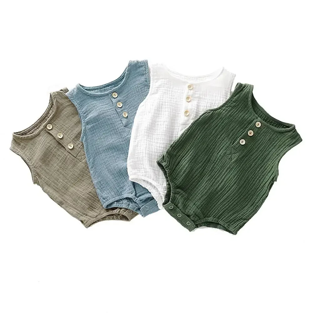 Summer Infant Muslin Sleeveless Newborn Rompers-MamaToddler-Green-0-3 Months-Mama Toddler