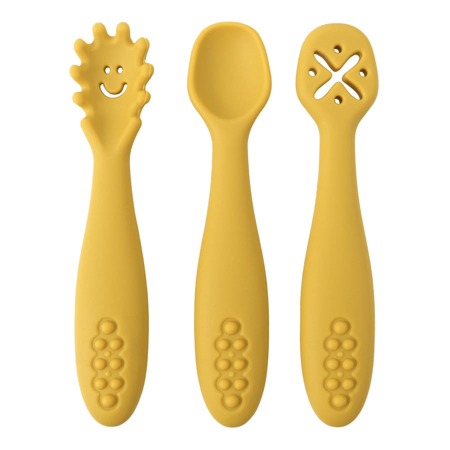 Toddlearn Learning Spoons - Set of 3-MamaToddler-Mustard-Mama Toddler