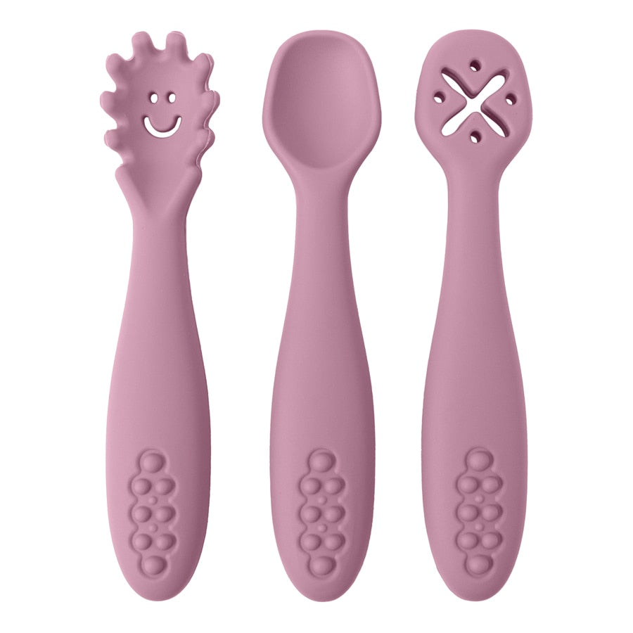 Toddlearn Learning Spoons - Set of 3-MamaToddler-Powder Rose-Mama Toddler