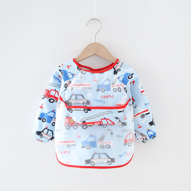 Toddler Long Sleeve Waterproof Feeding Bib-Mama Toddler-Construction Vehicles-Mama Toddler