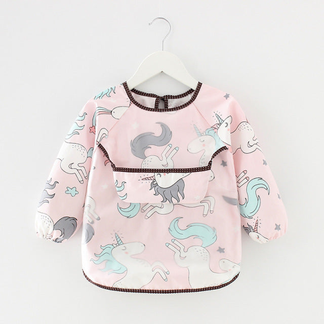 Toddler Long Sleeve Waterproof Feeding Bib-Mama Toddler-Unicorn Pink-Mama Toddler