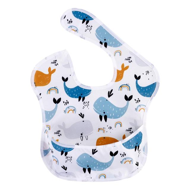 Unisex Waterproof Stain and Odor Resistant Feeding Baby Bibs-Mama Toddler-Whales-Mama Toddler